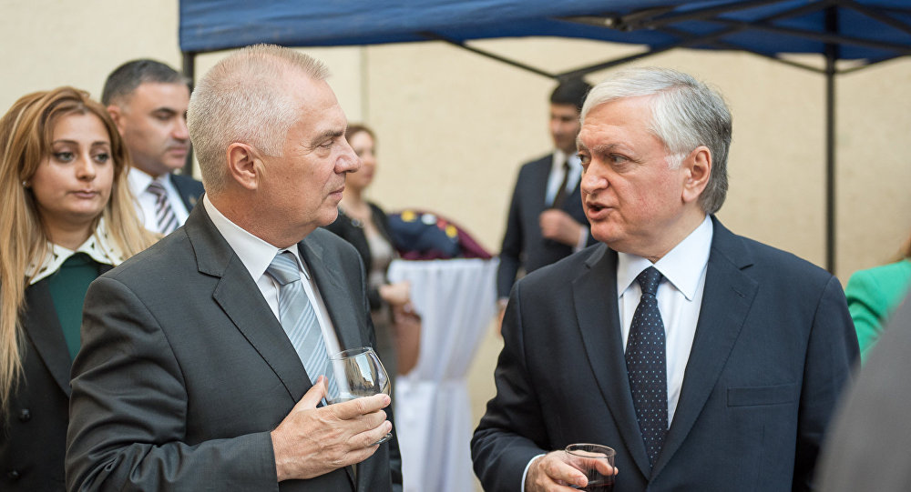 Министр иностранных дел Армении Эдвард Налбандян и глава Делегации ЕС в Армении, посол Петр Свитальский